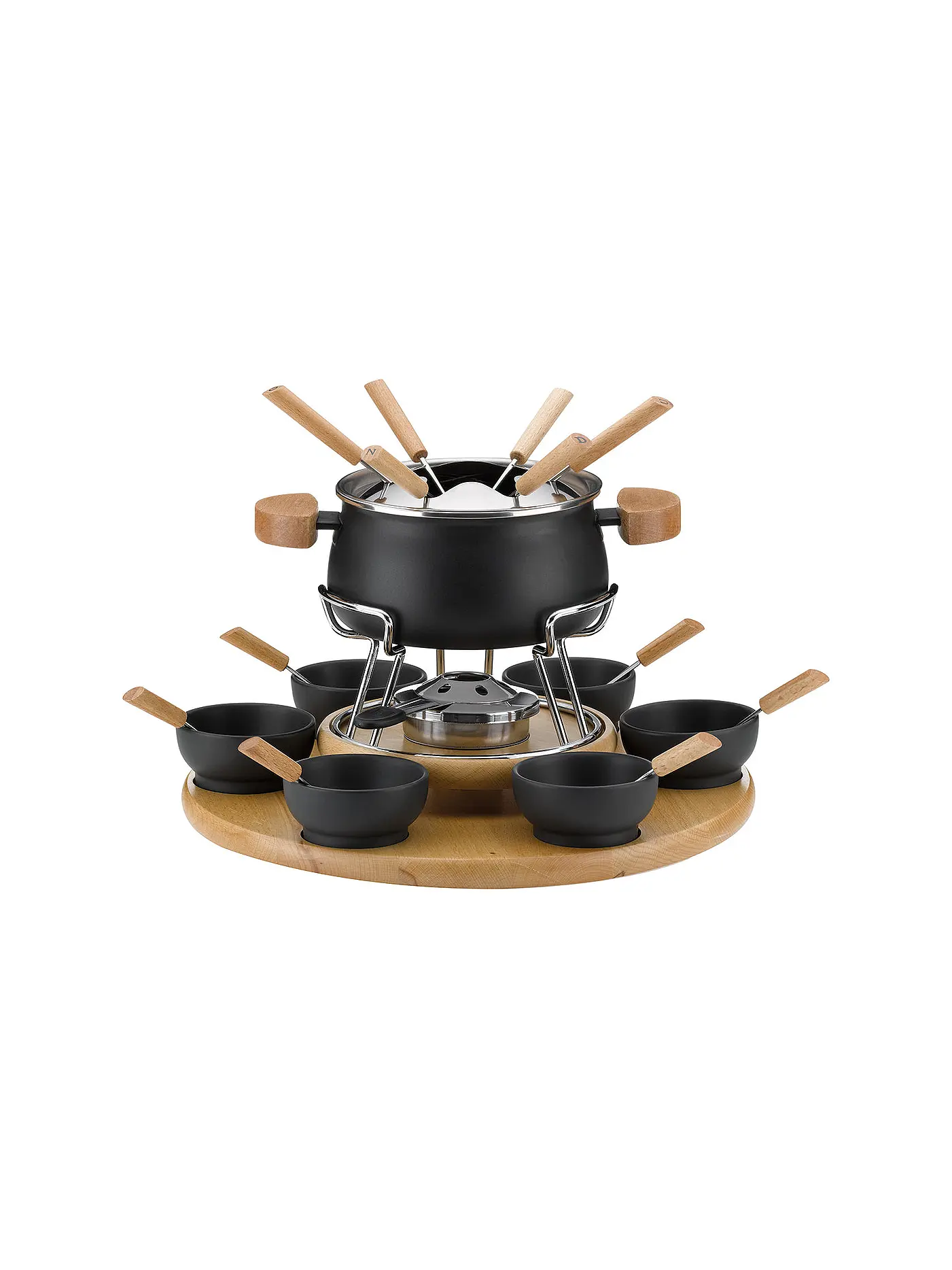 KELA | Fonduekarussell Natura 23tlg 1,2l Schwarz/Buche | 